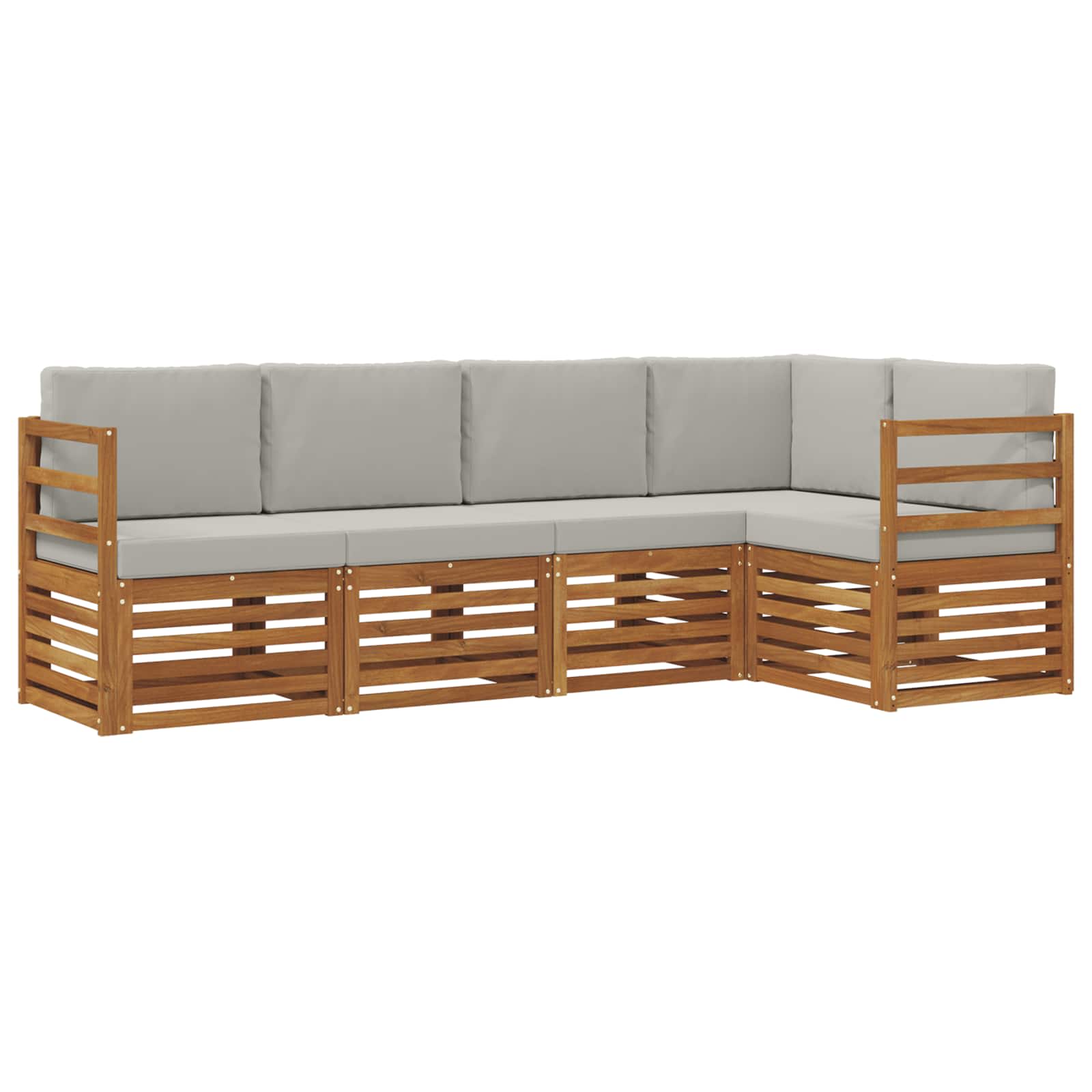 Outdoor-Sofagarnitur 5 stk. Natürlich und Hellgrau Polyester