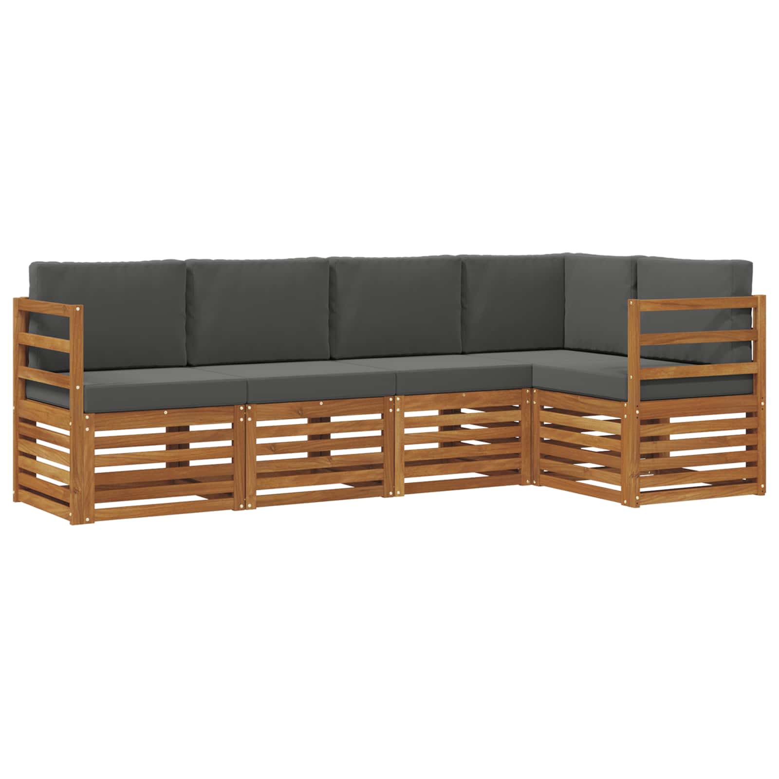 Outdoor-Sofagarnitur 5 stk. Natur und Anthrazit Polyester