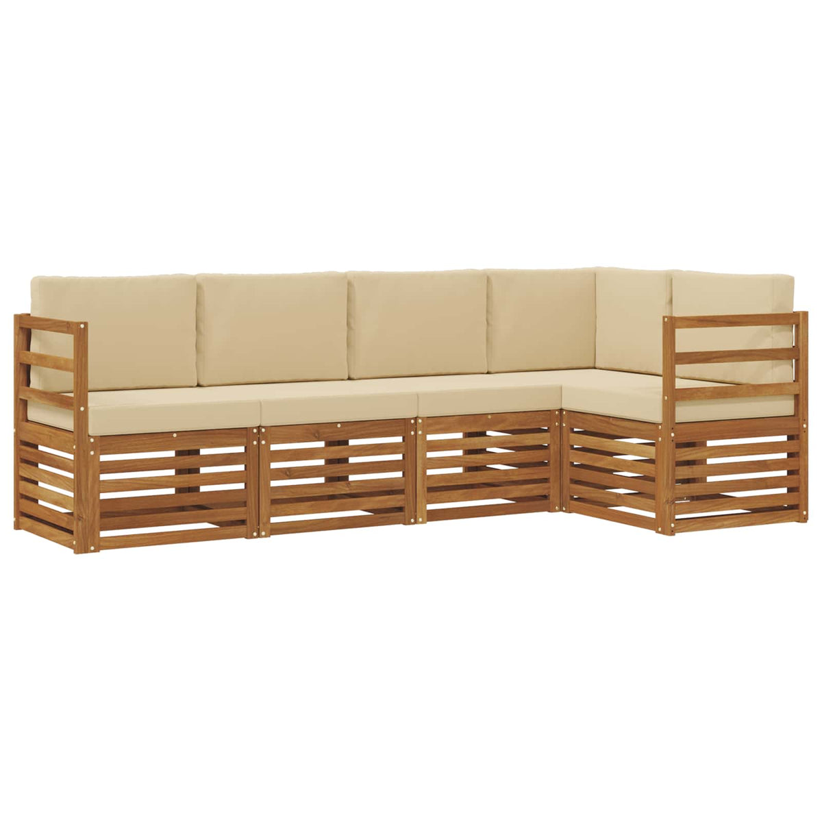 Outdoor-Sofagarnitur 5 stk. Natur und Beige Polyester