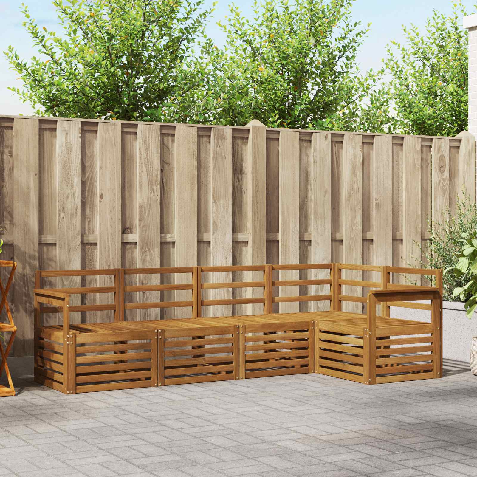 Ecksofa Set 5 pcs Natur Massivholz Akazie