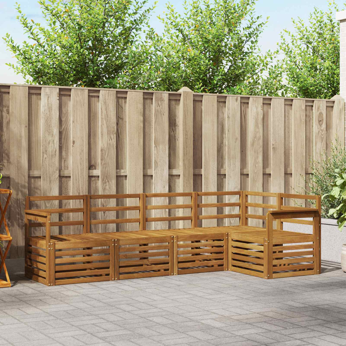 Outdoor-Sofagarnitur 5 stk. Natur Polyester