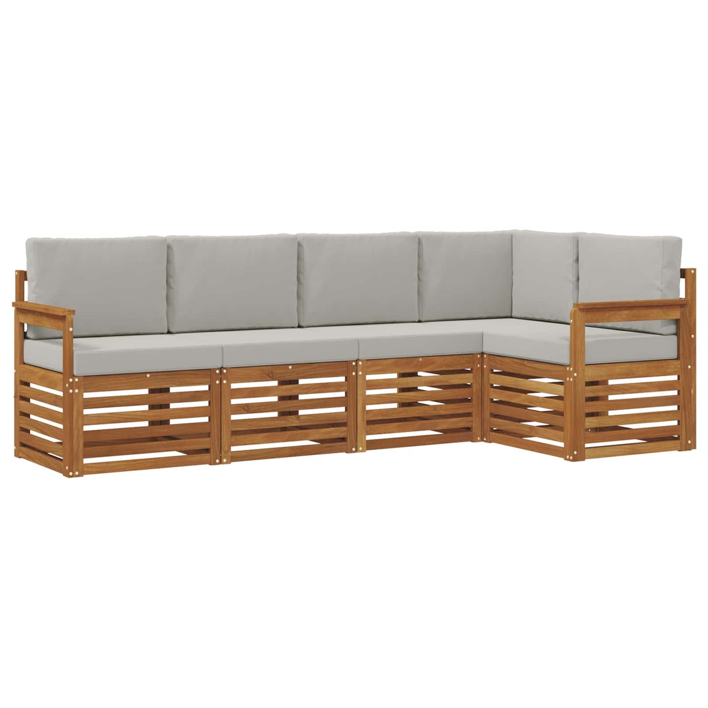 Outdoor-Sofagarnitur 5 stk. Natürlich und Hellgrau Polyester