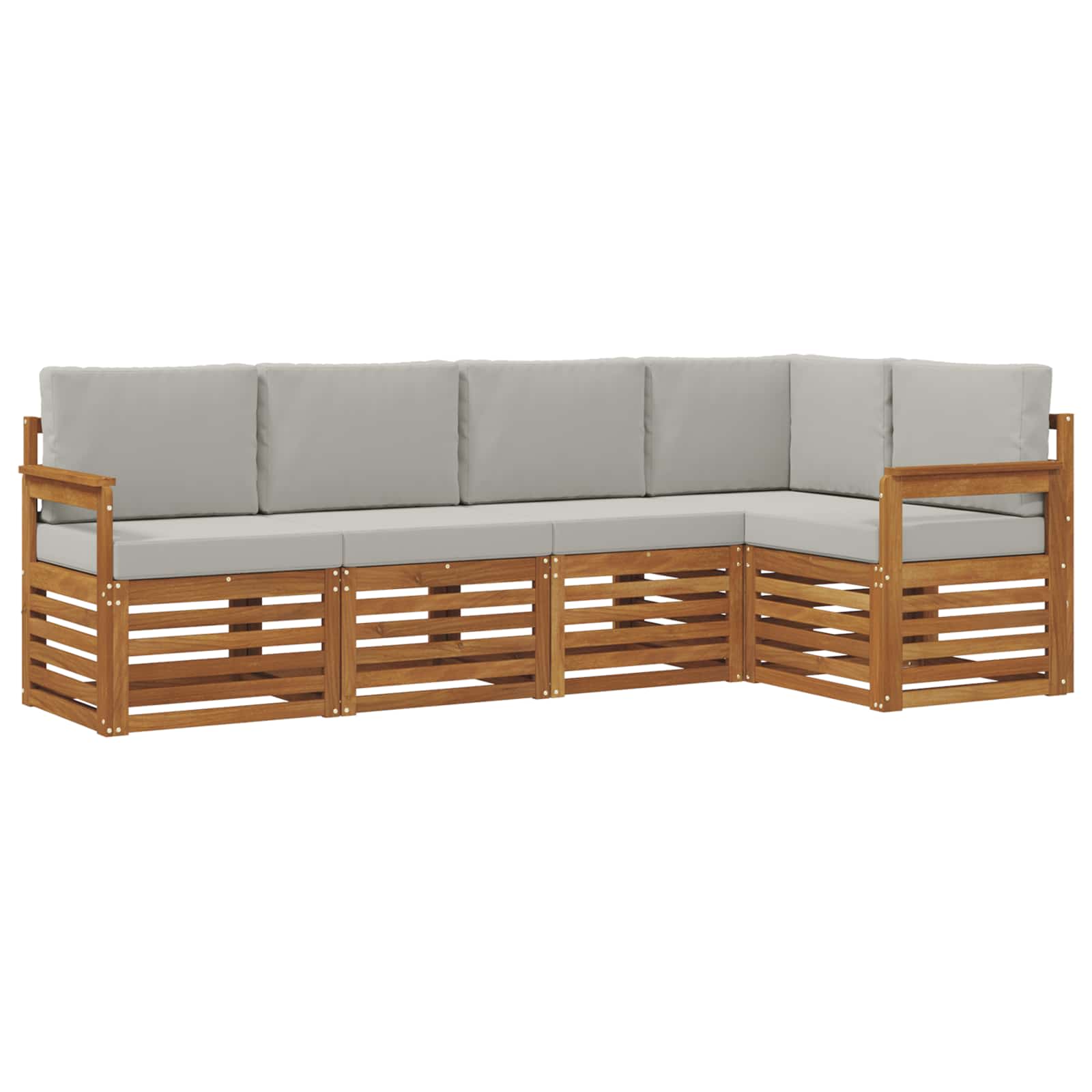 Outdoor-Sofagarnitur 5 stk. Natürlich und Hellgrau Polyester