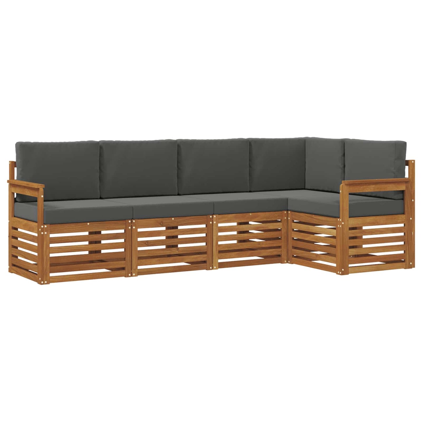Ecksofa Set 5 pcs Natur und Anthrazit Massivholz Akazie