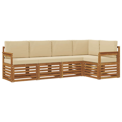Outdoor-Sofagarnitur 5 stk. Natur und Beige Polyester