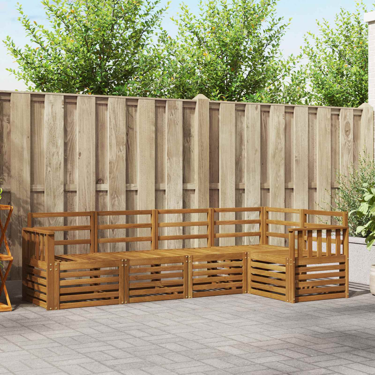 Outdoor-Sofagarnitur 5 stk. Natur Polyester
