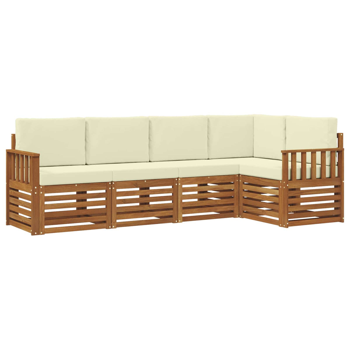 Outdoor-Sofagarnitur 5 stk. Natur und Creme Polyester