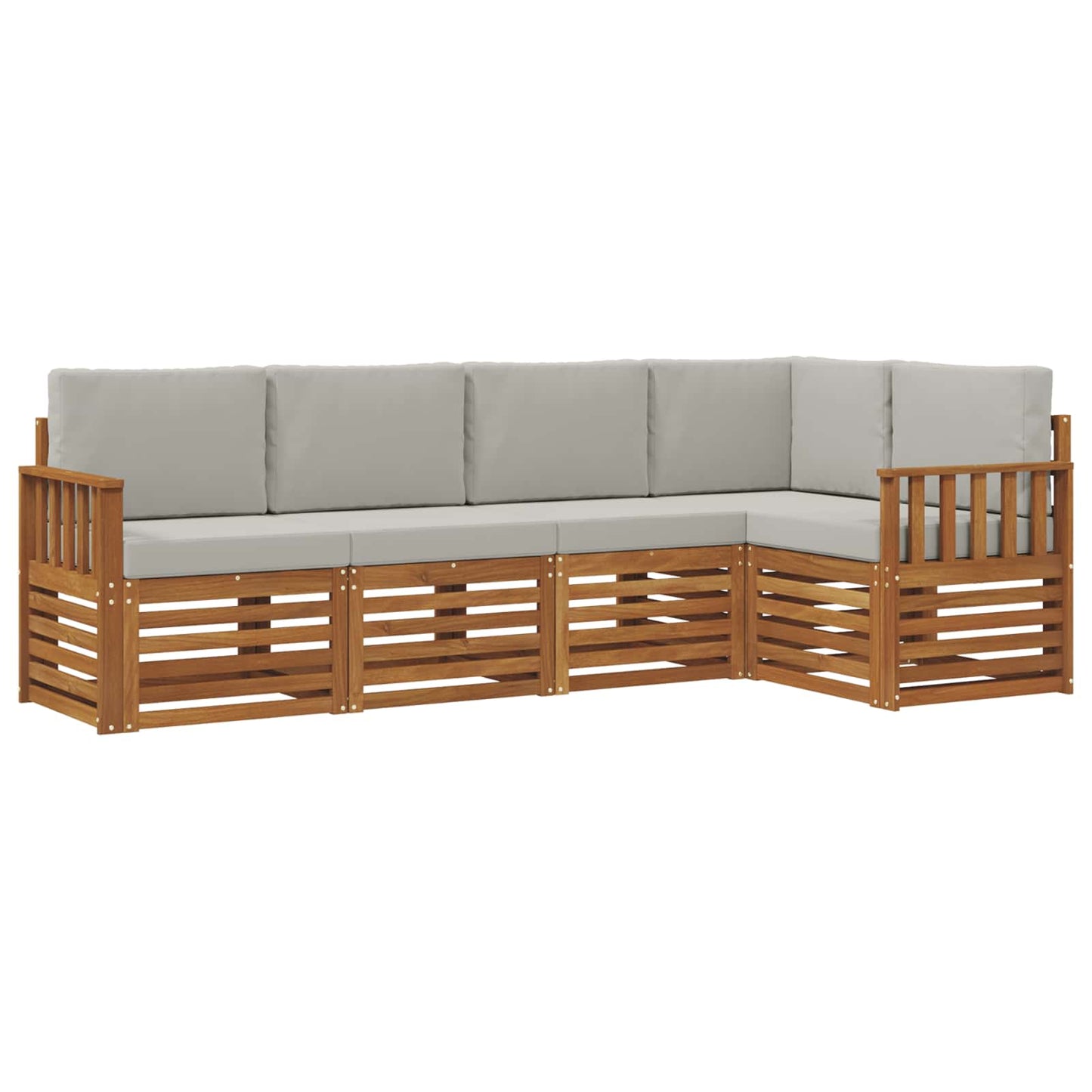 Outdoor-Sofagarnitur 5 stk. Natürlich und Hellgrau Polyester