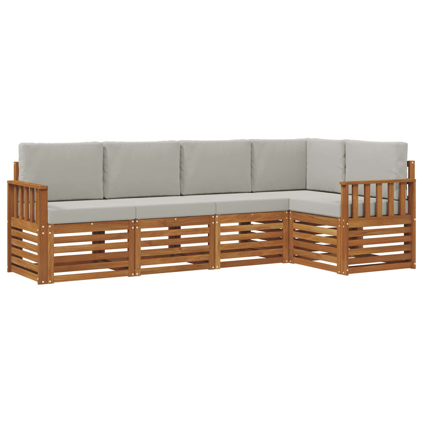 Outdoor-Sofagarnitur 5 stk. Natürlich und Hellgrau Polyester