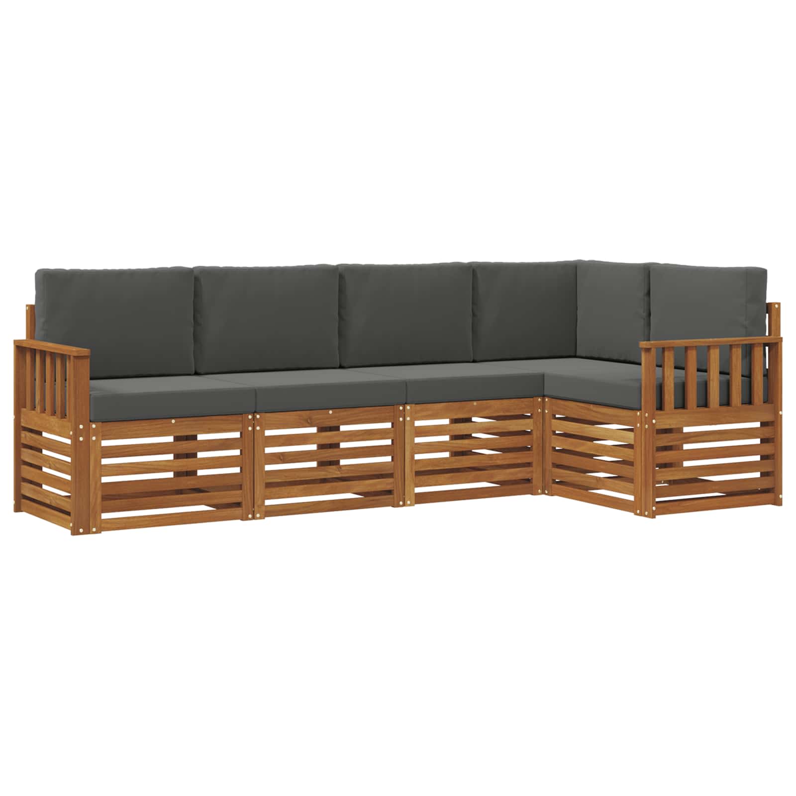 Ecksofa Set 5 pcs Natur und Anthrazit Massivholz Akazie