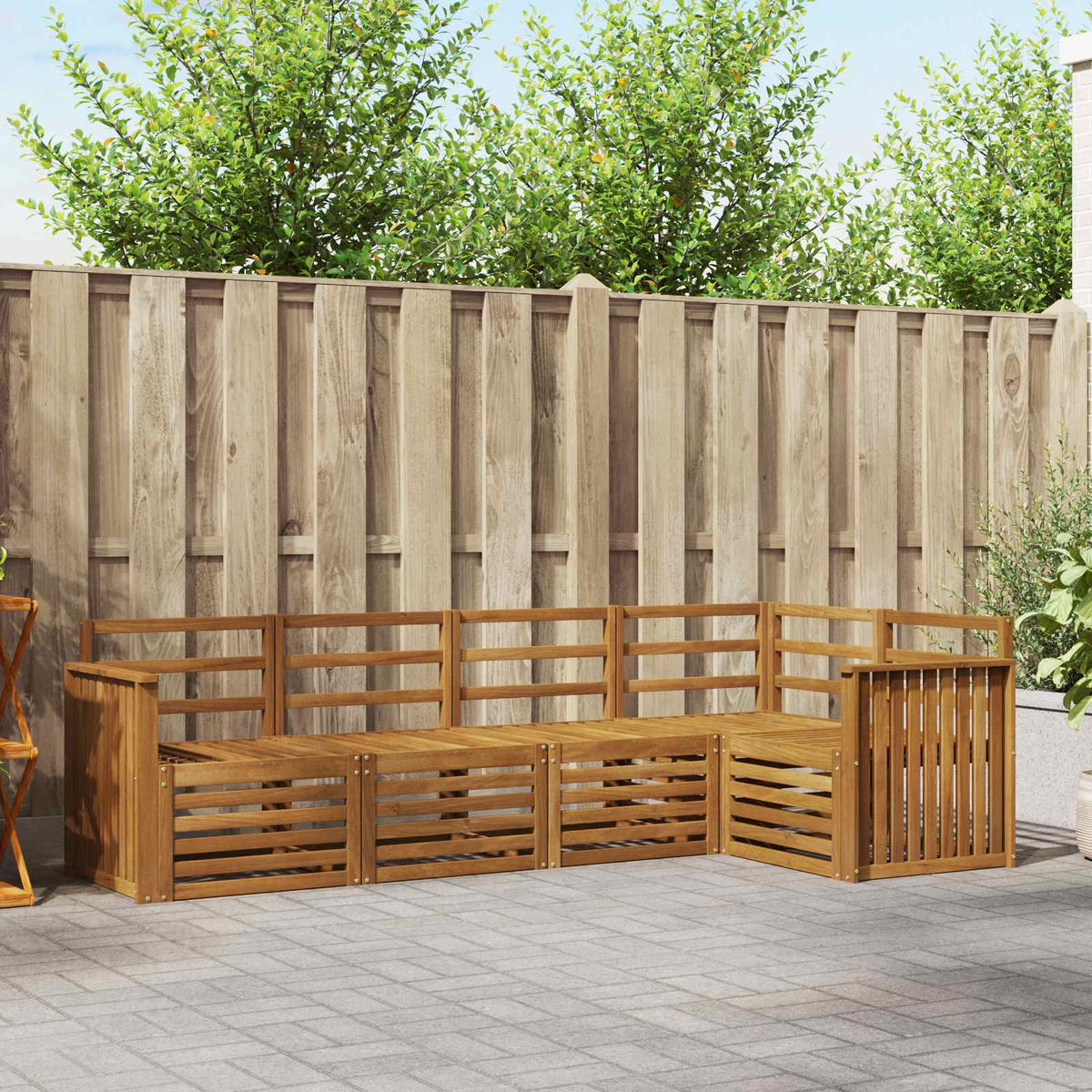 Outdoor-Sofagarnitur 5 stk. Natur Polyester