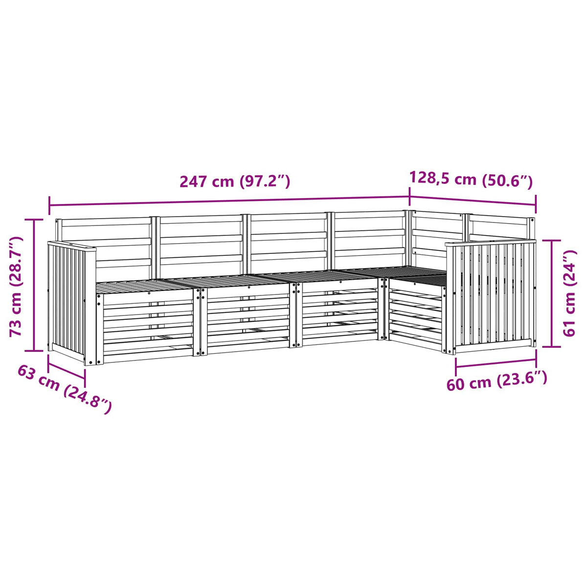 Outdoor-Sofagarnitur 5 stk. Natur Polyester