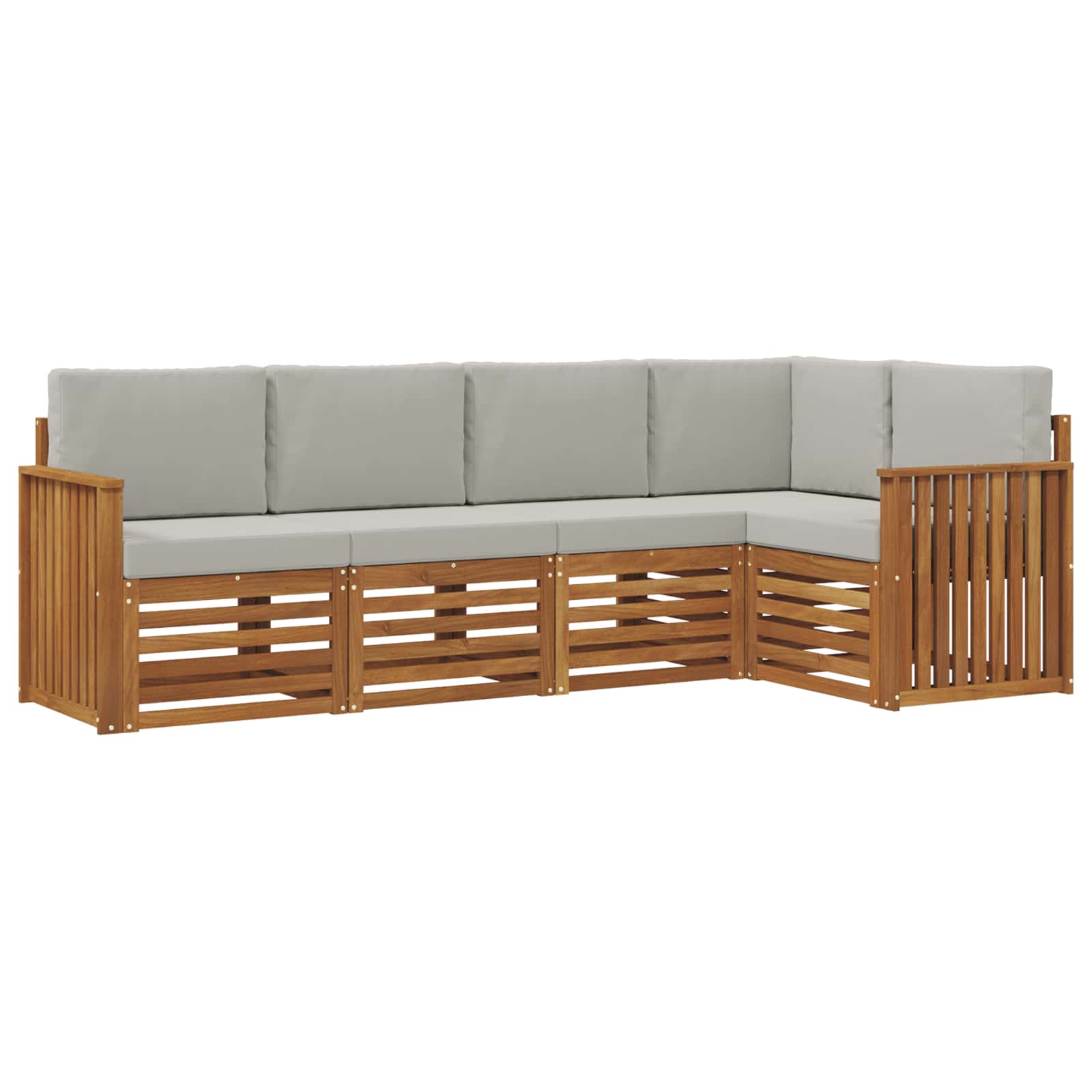 Outdoor-Sofagarnitur 5 stk. Natürlich und Hellgrau Polyester