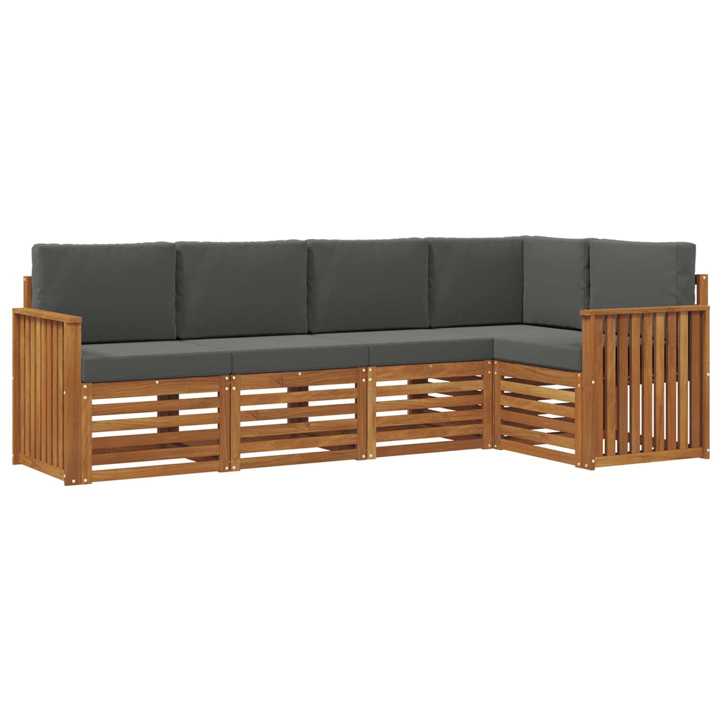 Outdoor-Sofagarnitur 5 stk. Natur und Anthrazit Polyester