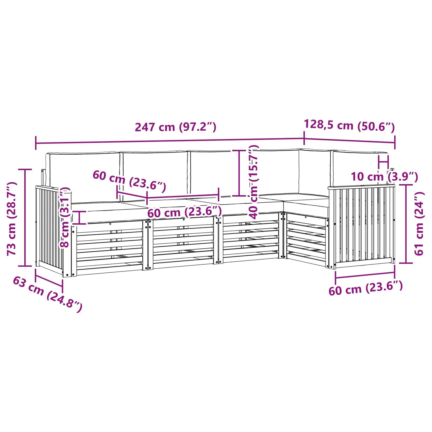 Outdoor-Sofagarnitur 5 stk. Natur und Anthrazit Polyester