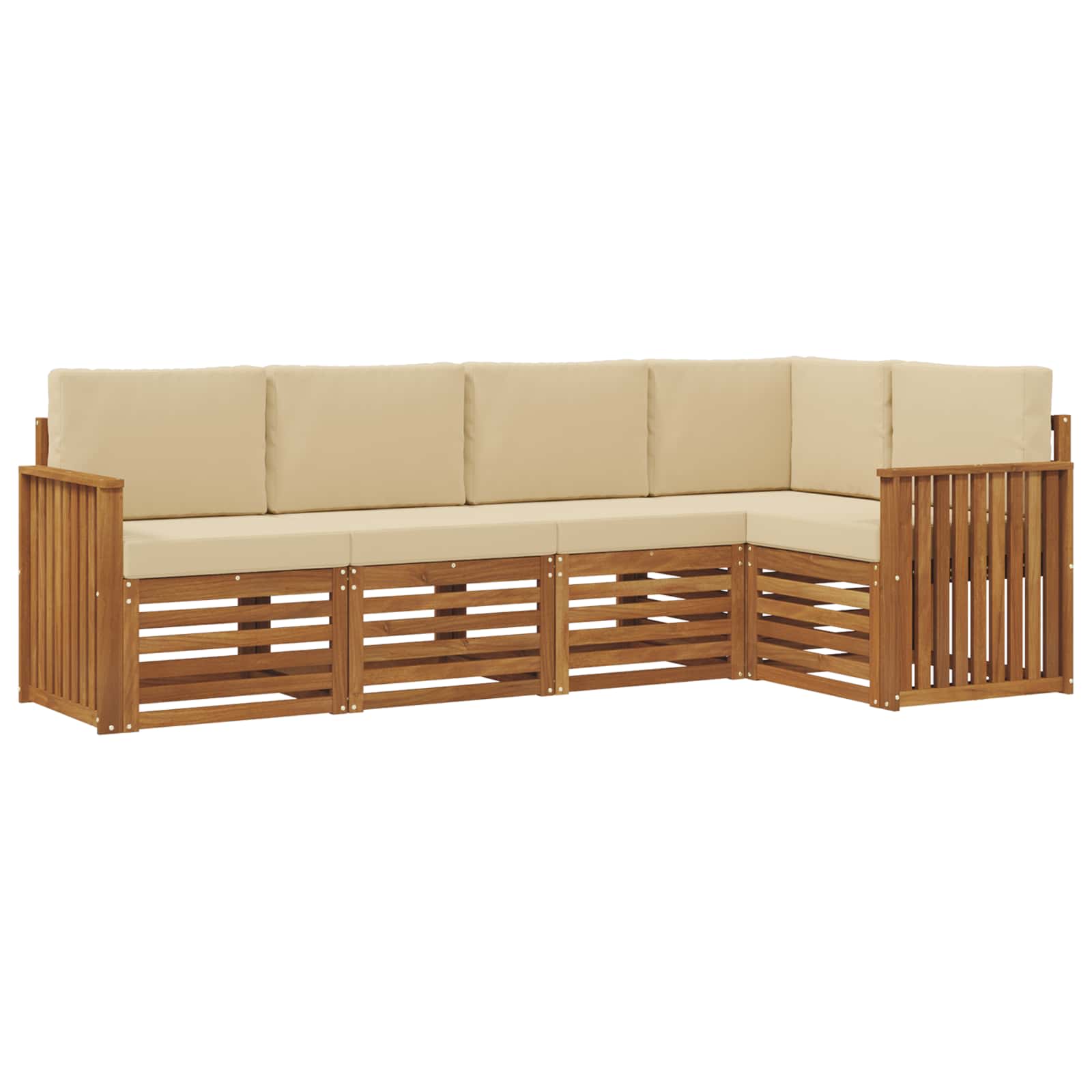 Ecksofa Set mit Kissen 5 pcs Natur und Beige Massivholz Akazie