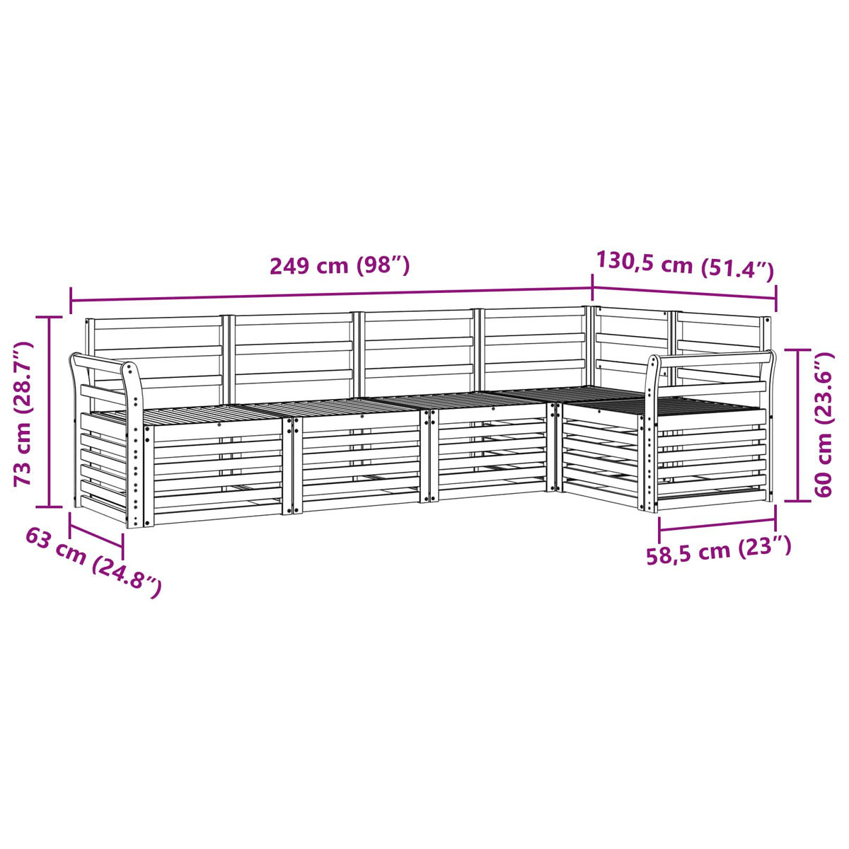 Outdoor-Sofagarnitur 5 stk. Natur Polyester