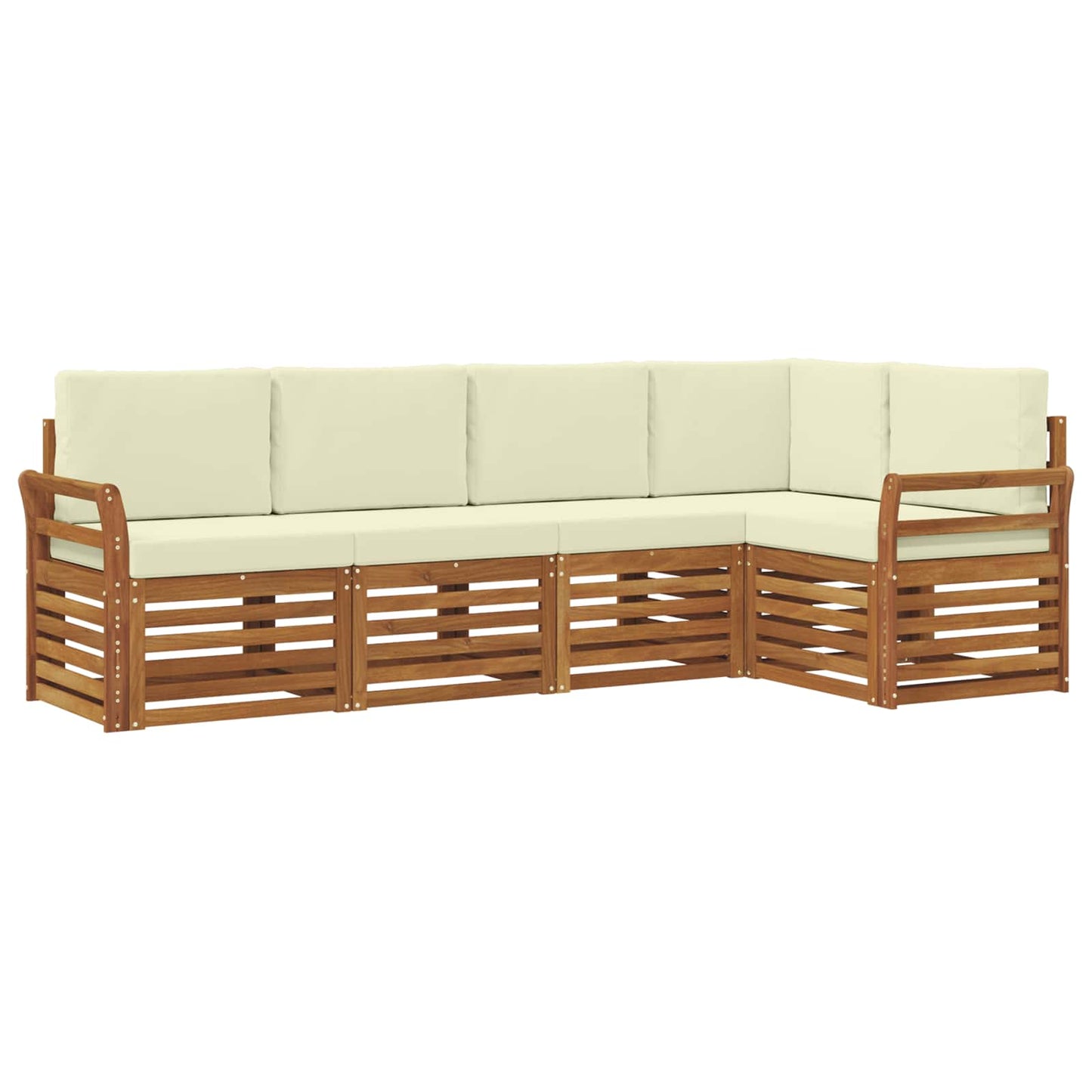 Outdoor-Sofagarnitur 5 stk. Natur und Creme Polyester