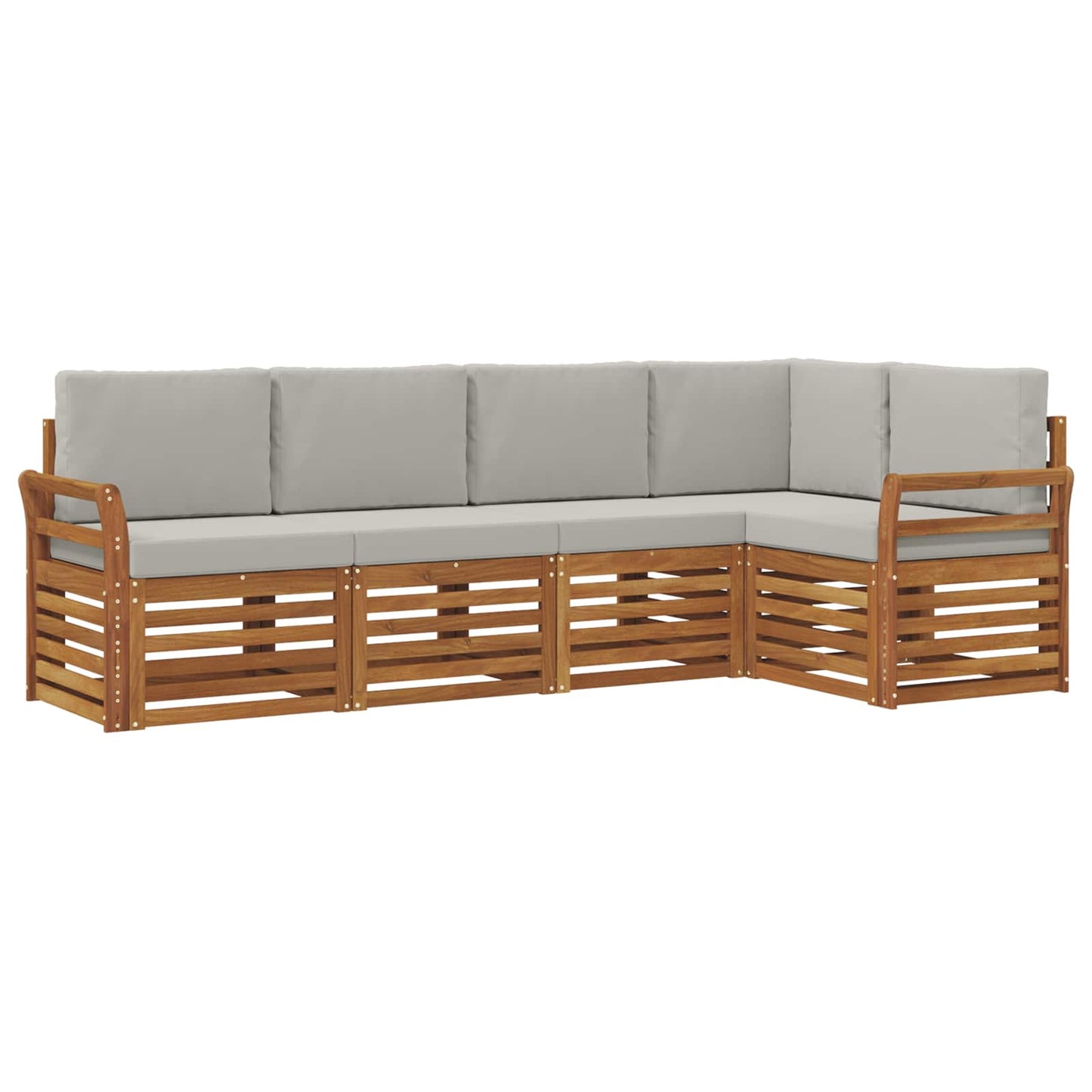 Outdoor-Sofagarnitur 5 stk. Natürlich und Hellgrau Polyester