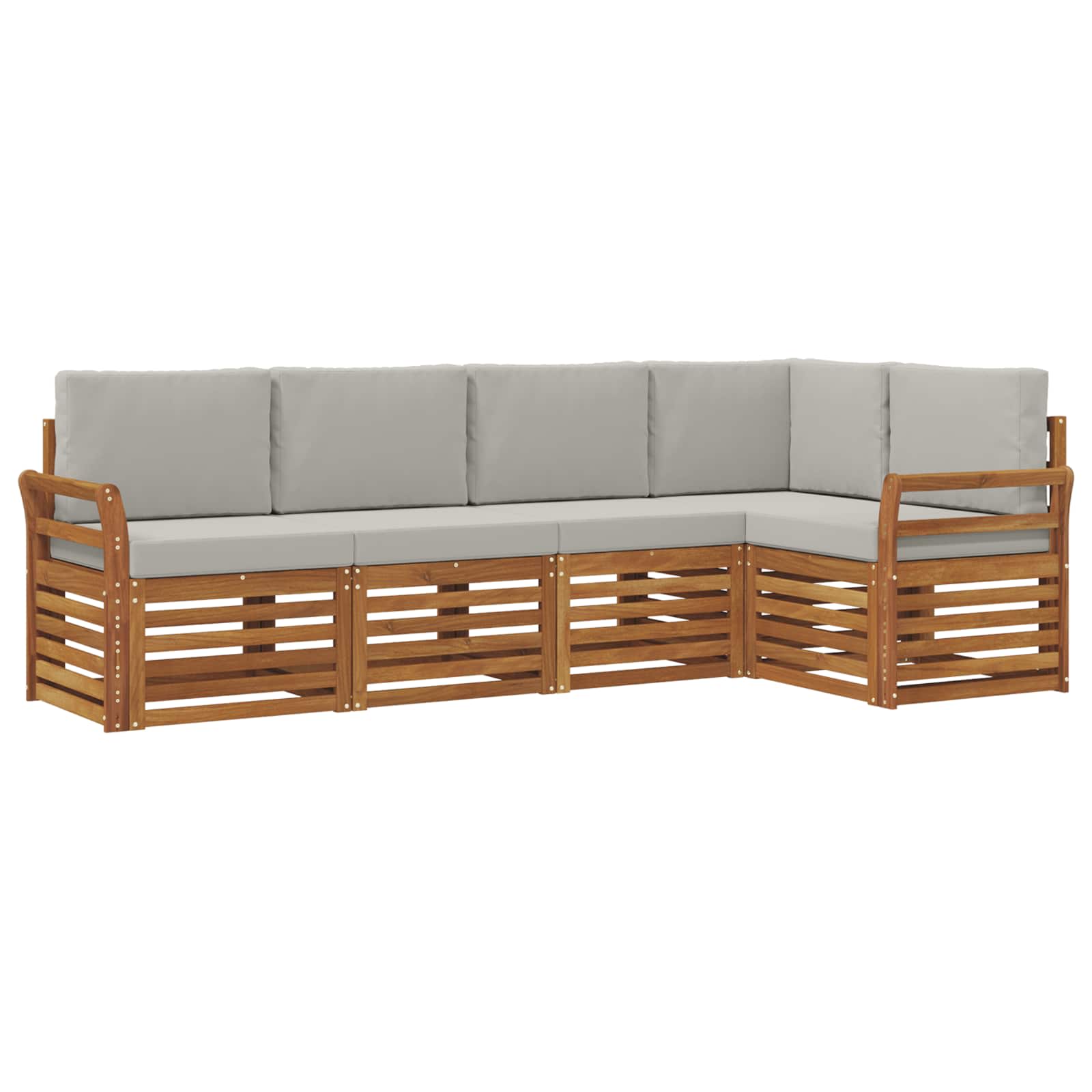 Outdoor-Sofagarnitur 5 stk. Natürlich und Hellgrau Polyester