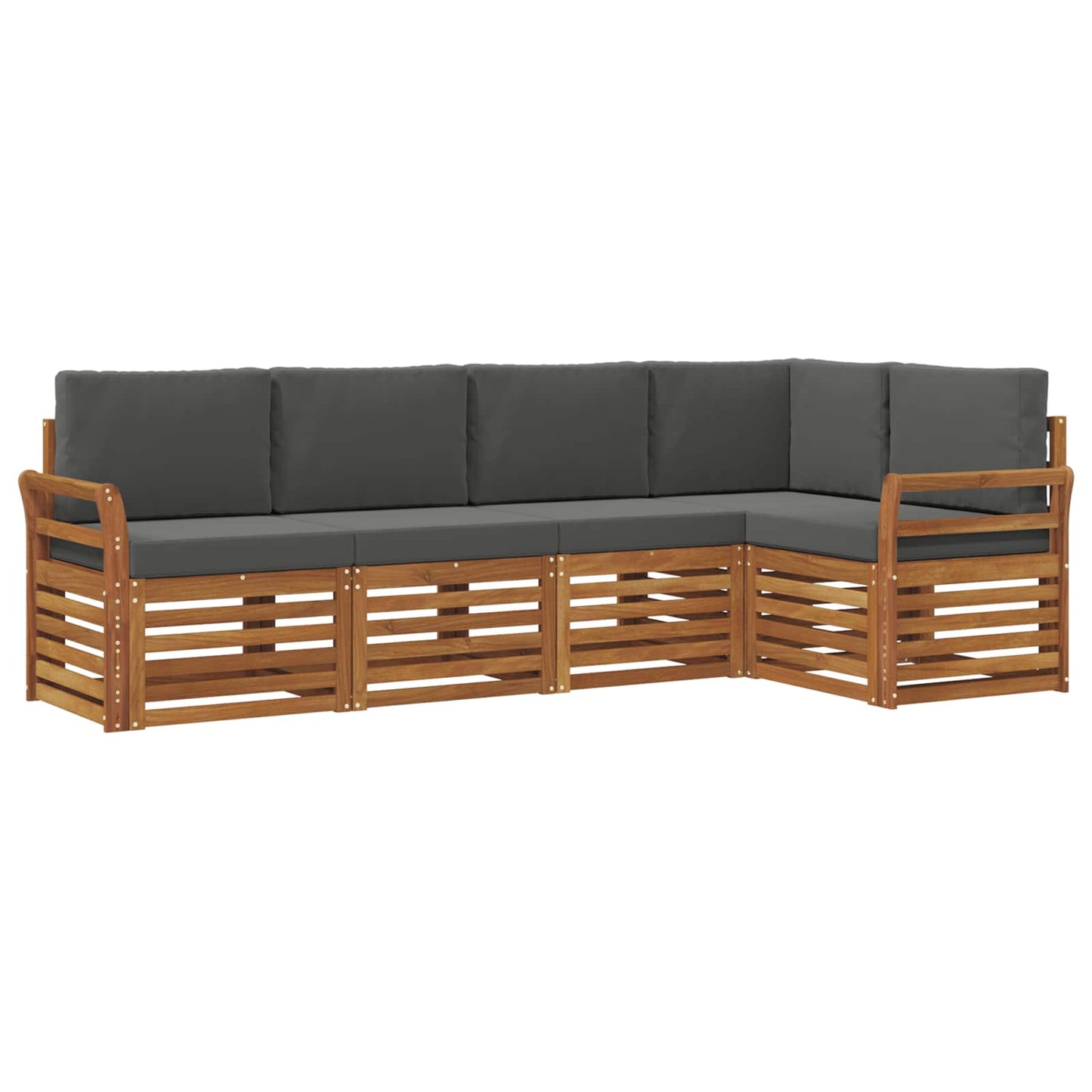 Ecksofa Set 5 pcs Natur und Anthrazit Massivholz Akazie