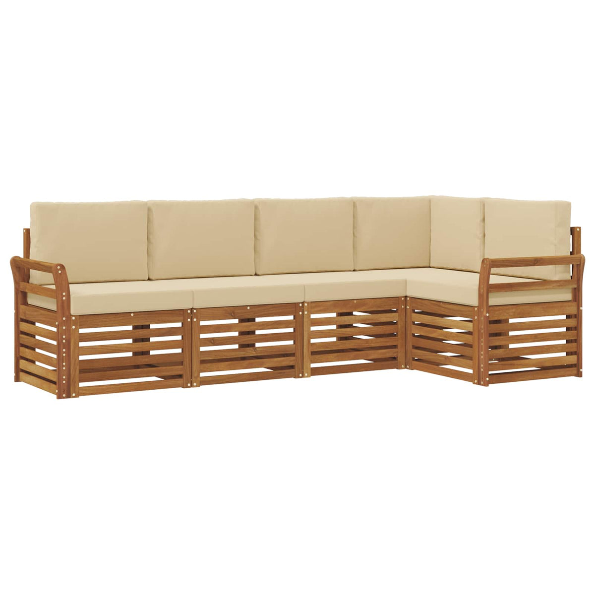 Outdoor-Sofagarnitur 5 stk. Natur und Beige Polyester