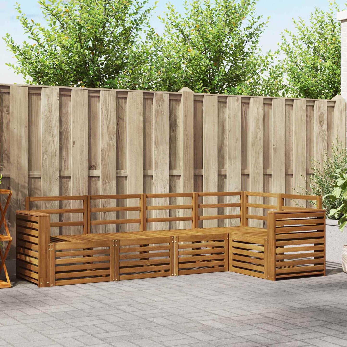 Ecksofa Set 5 pcs Natur Massivholz Akazie