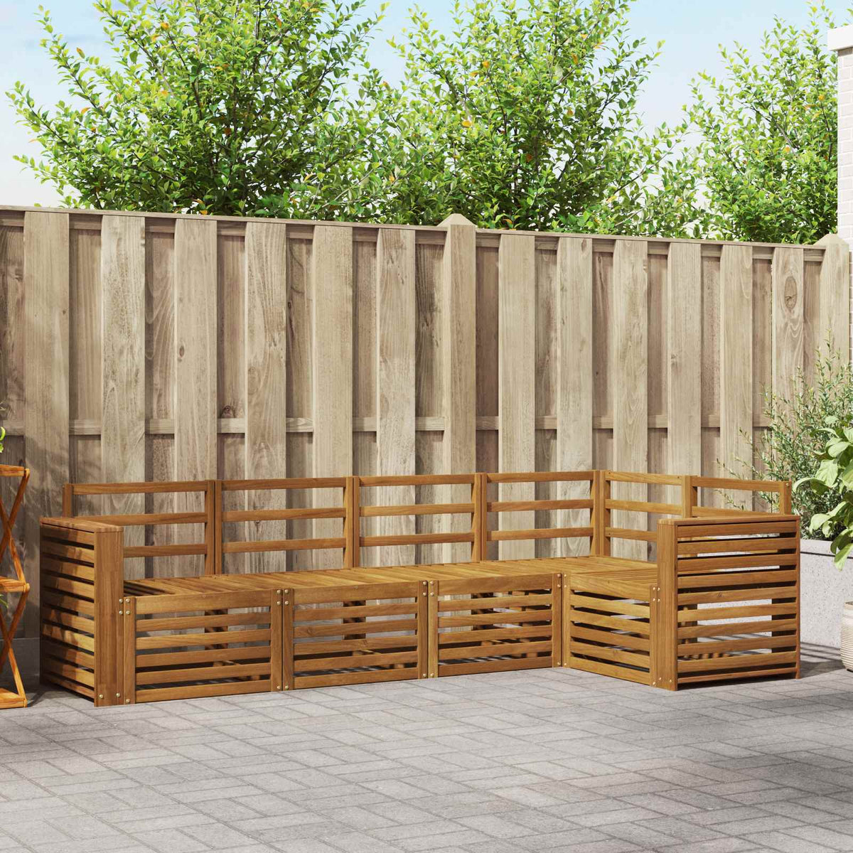 Outdoor-Sofagarnitur 5 stk. Natur Polyester