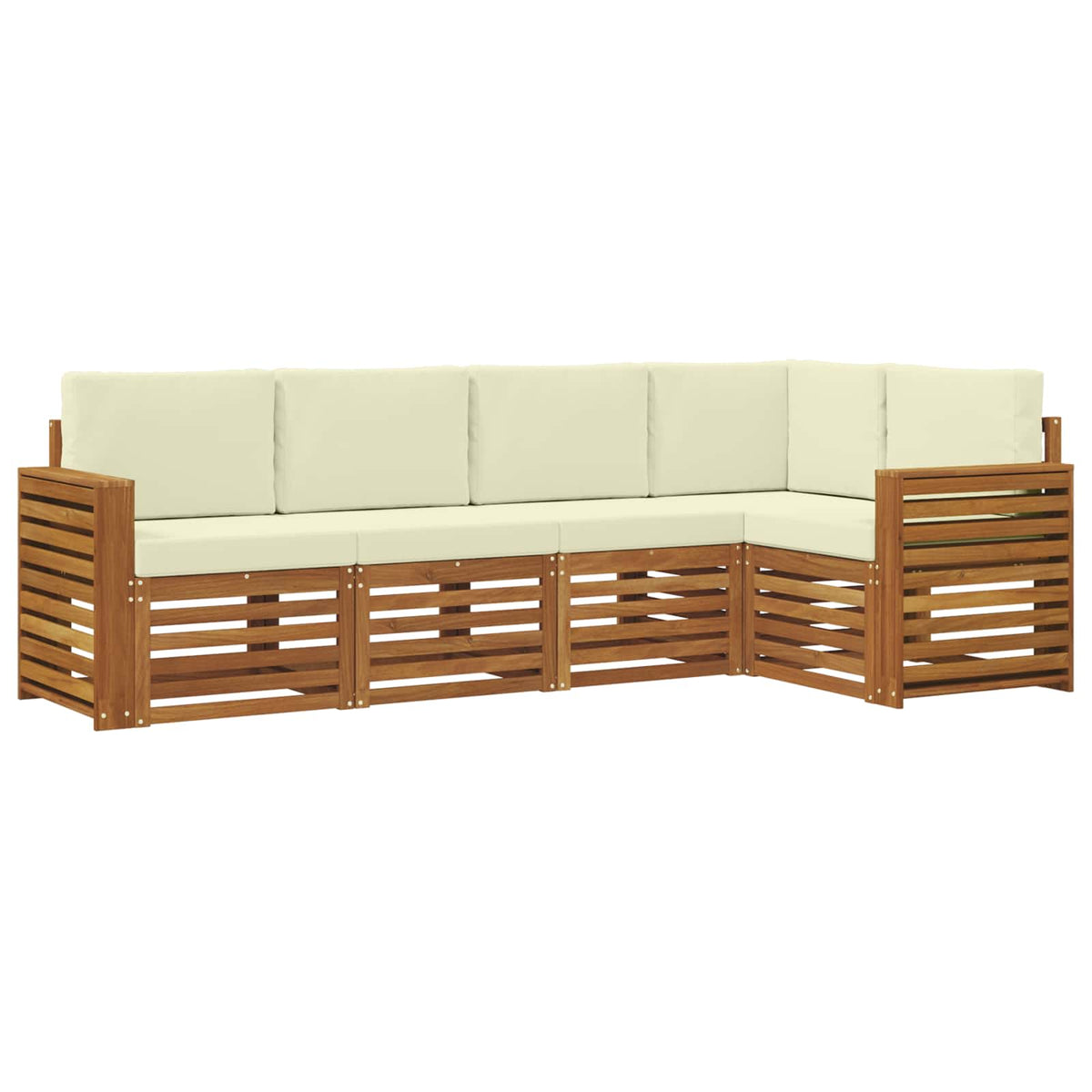 Outdoor-Sofagarnitur 5 stk. Natur und Creme Polyester