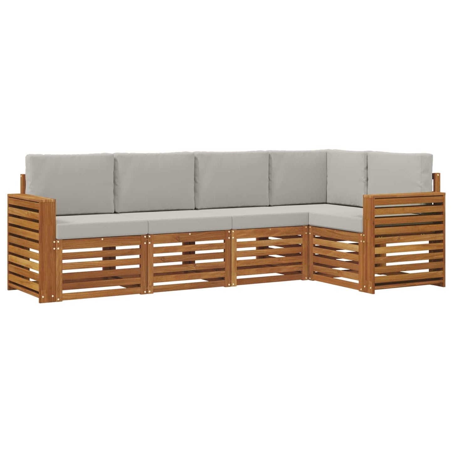 Outdoor-Sofagarnitur 5 stk. Natürlich und Hellgrau Polyester