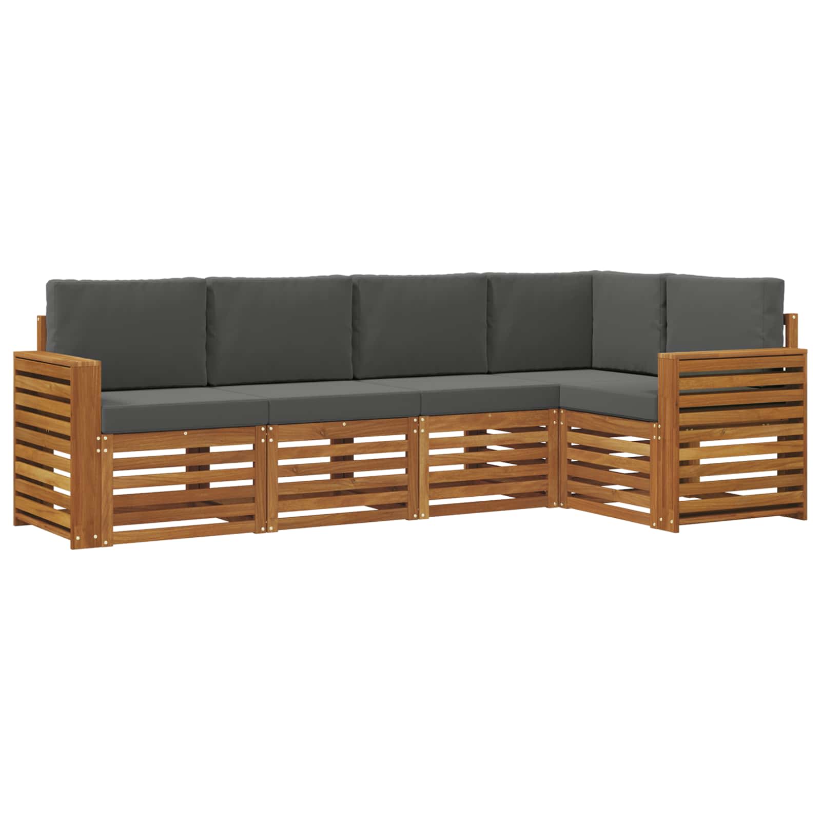 Outdoor-Sofagarnitur 5 stk. Natur und Anthrazit Polyester