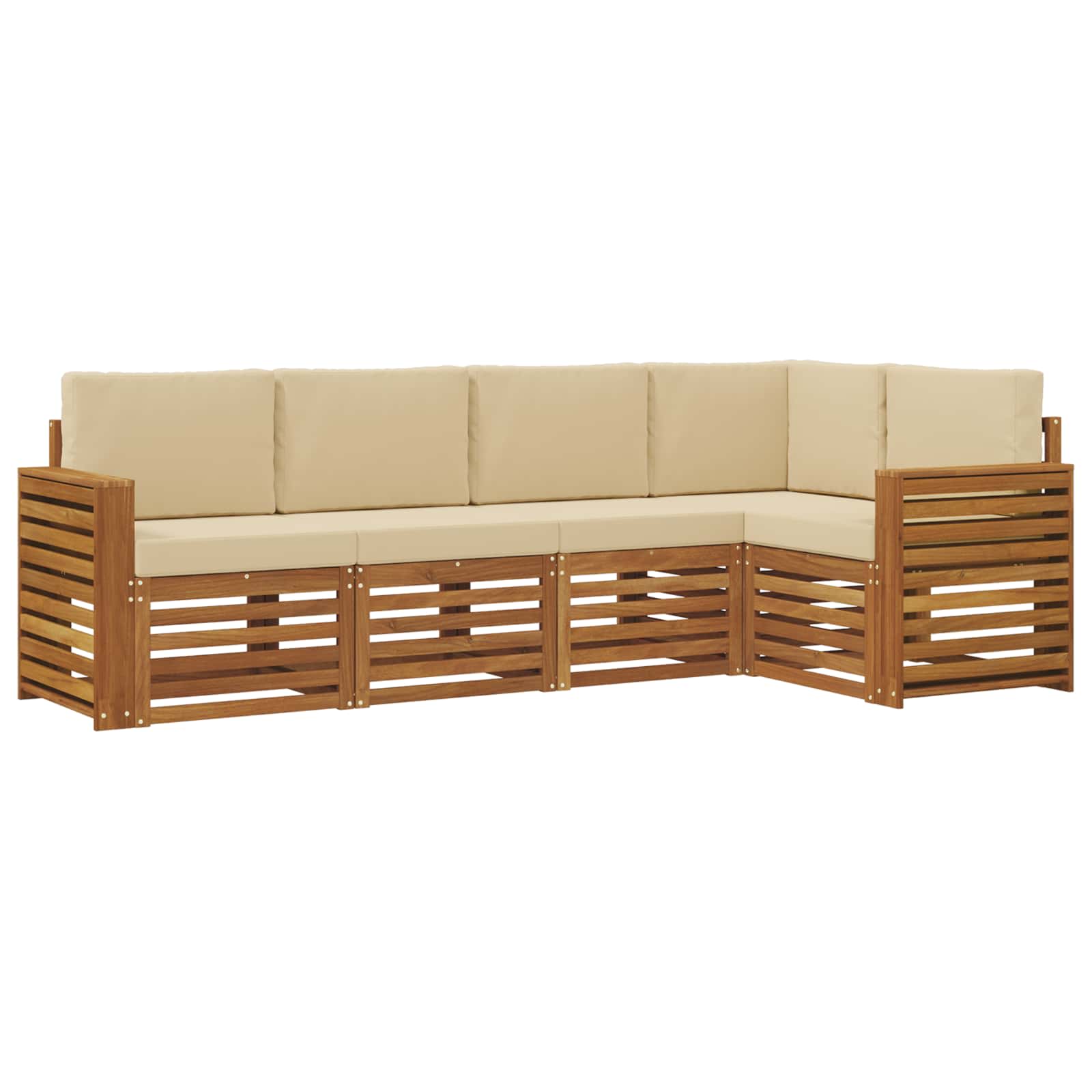 Outdoor-Sofagarnitur 5 stk. Natur und Beige Polyester