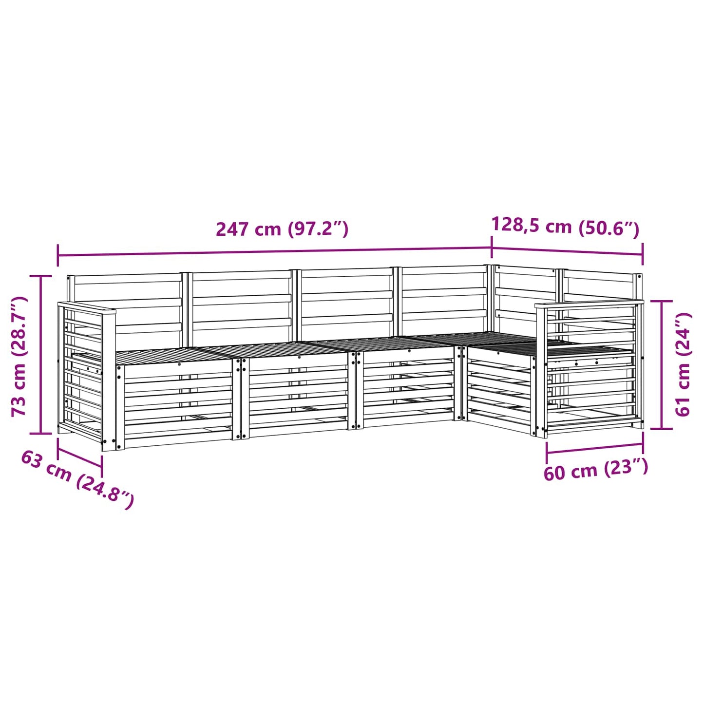 Sofagarnituren 5 pcs Natur Massivholz Akazie