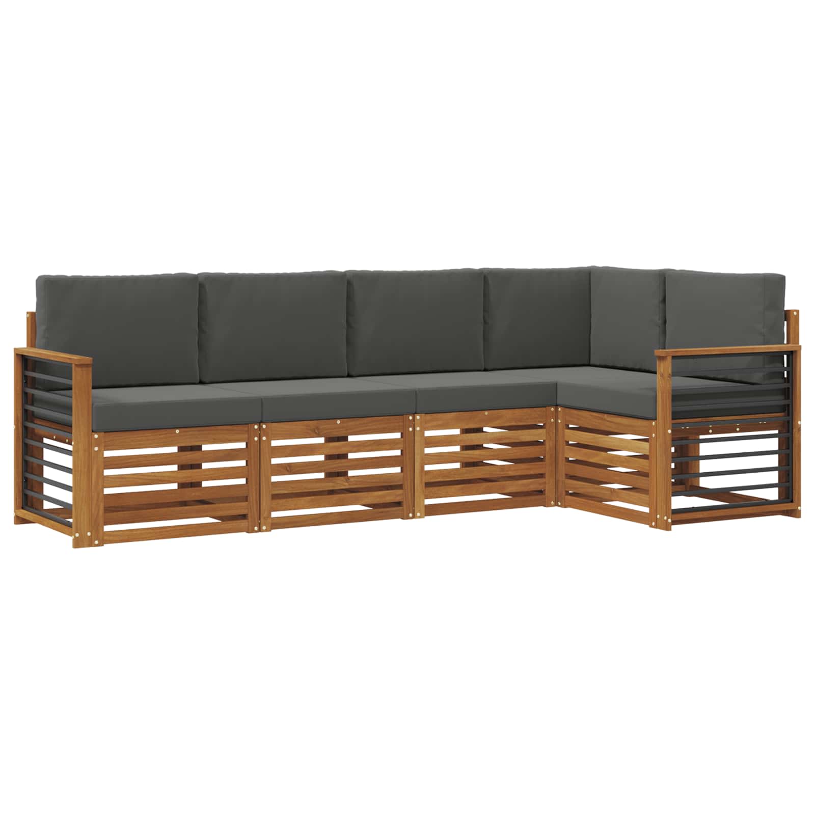 Outdoor-Sofagarnitur 5 stk. Natur und Anthrazit Polyester