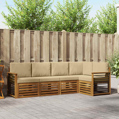 Outdoor-Sofagarnitur 5 stk. Natur und Beige Polyester