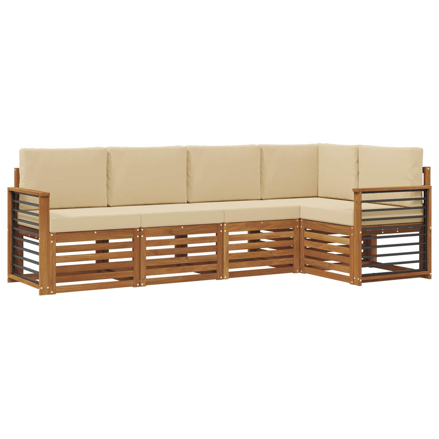 Outdoor-Sofagarnitur 5 stk. Natur und Beige Polyester