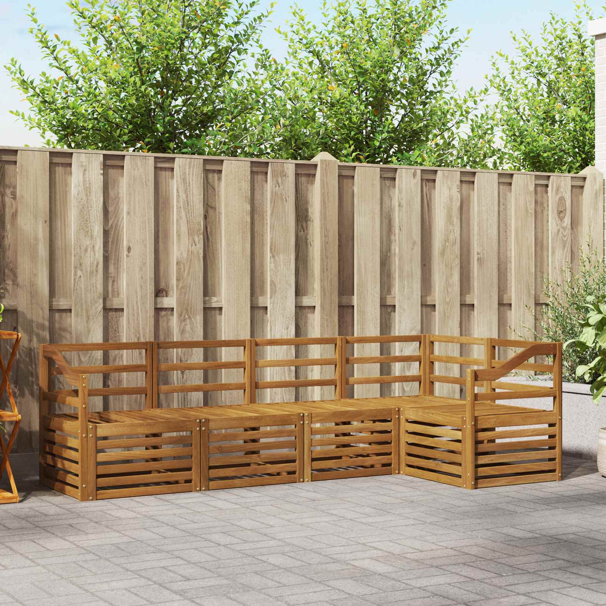 Outdoor-Sofagarnitur 5 stk. Natur Polyester