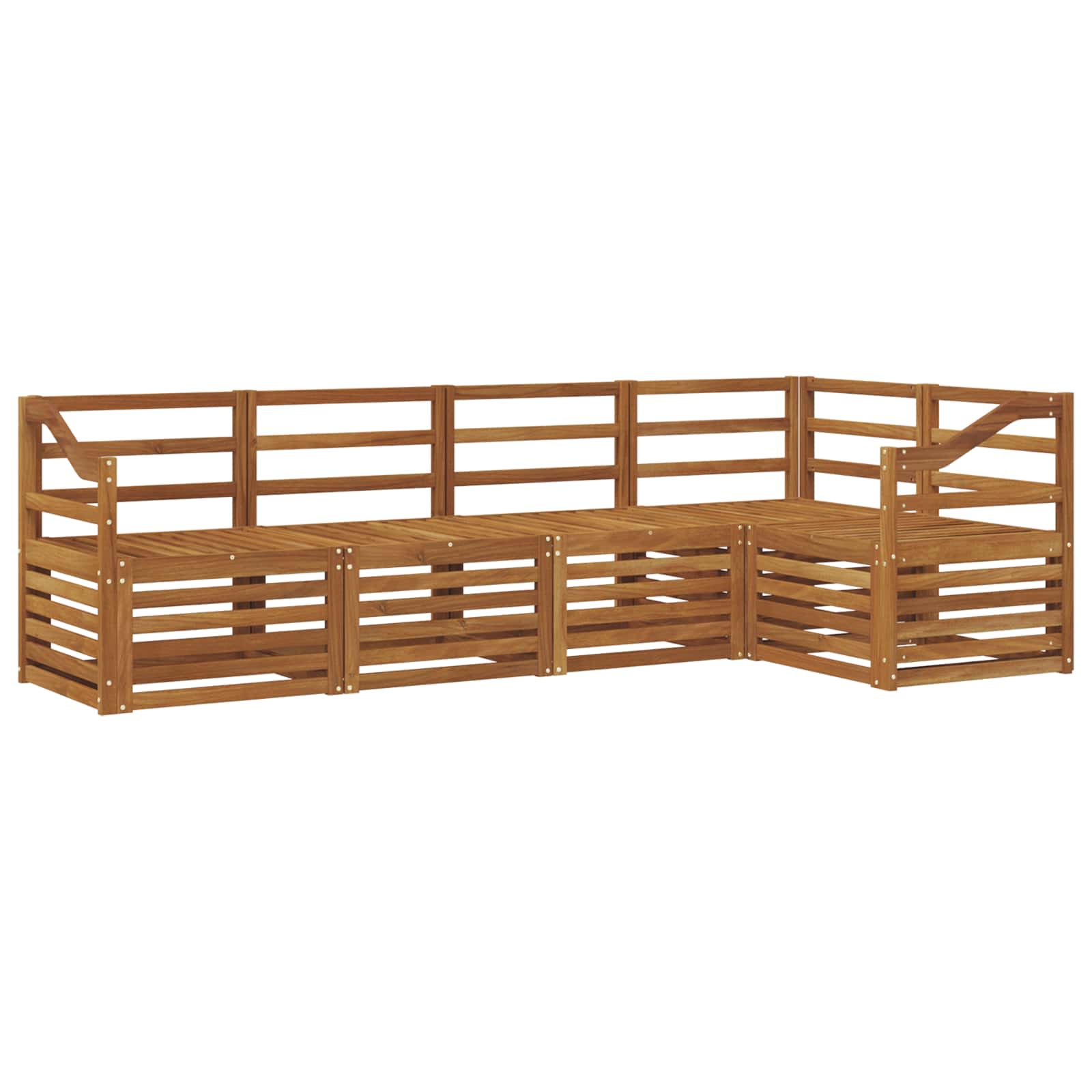 Ecksofa Set 5 pcs Natur Massivholz Akazie