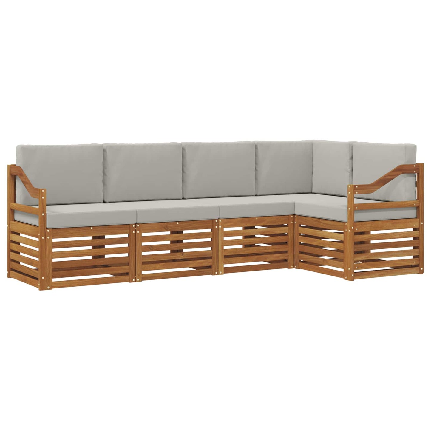 Outdoor-Sofagarnitur 5 stk. Natürlich und Hellgrau Polyester