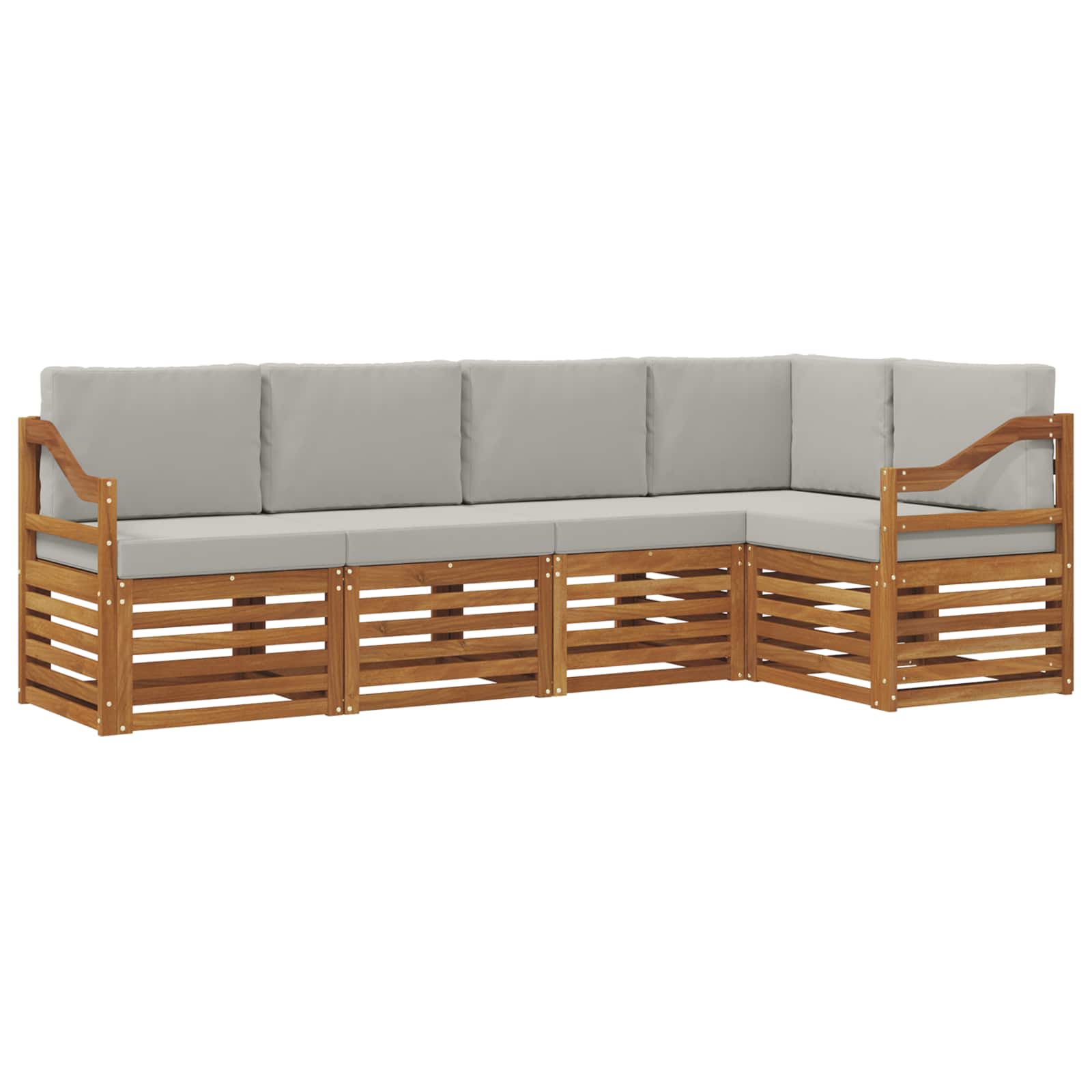 Outdoor-Sofagarnitur 5 stk. Natürlich und Hellgrau Polyester