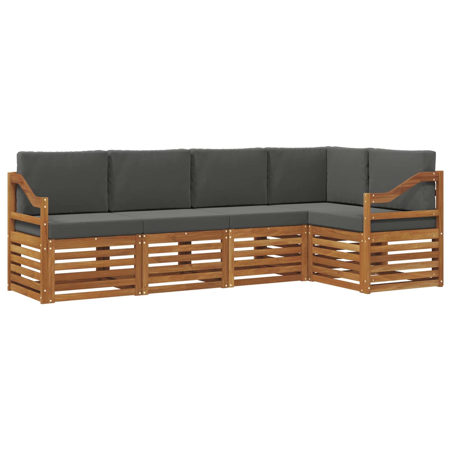 Outdoor-Sofagarnitur 5 stk. Natur und Anthrazit Polyester