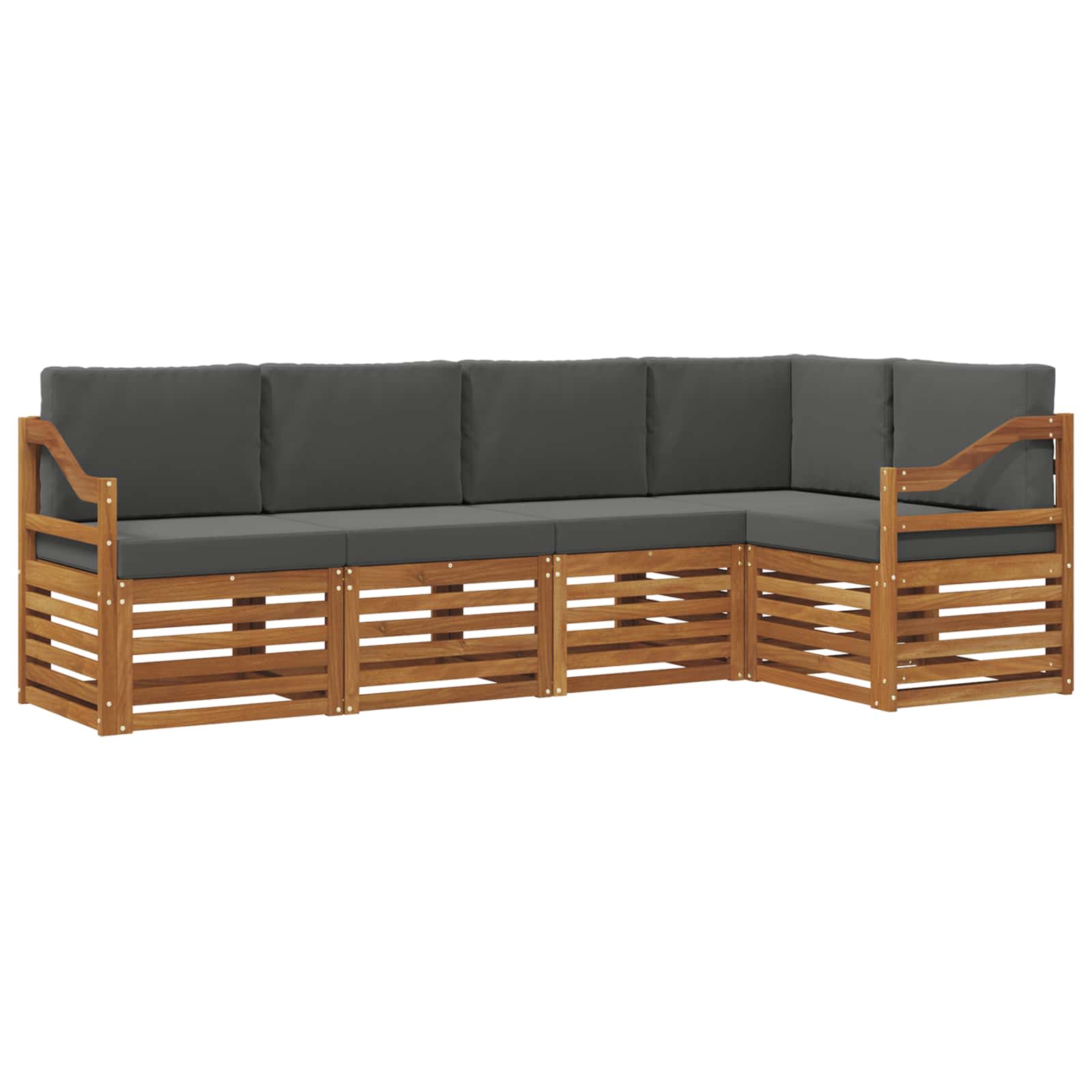 Outdoor-Sofagarnitur 5 stk. Natur und Anthrazit Polyester