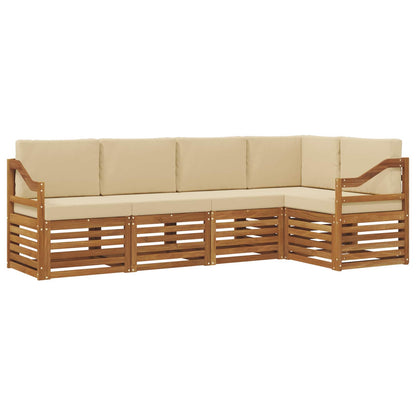 Outdoor-Sofagarnitur 5 stk. Natur und Beige Polyester