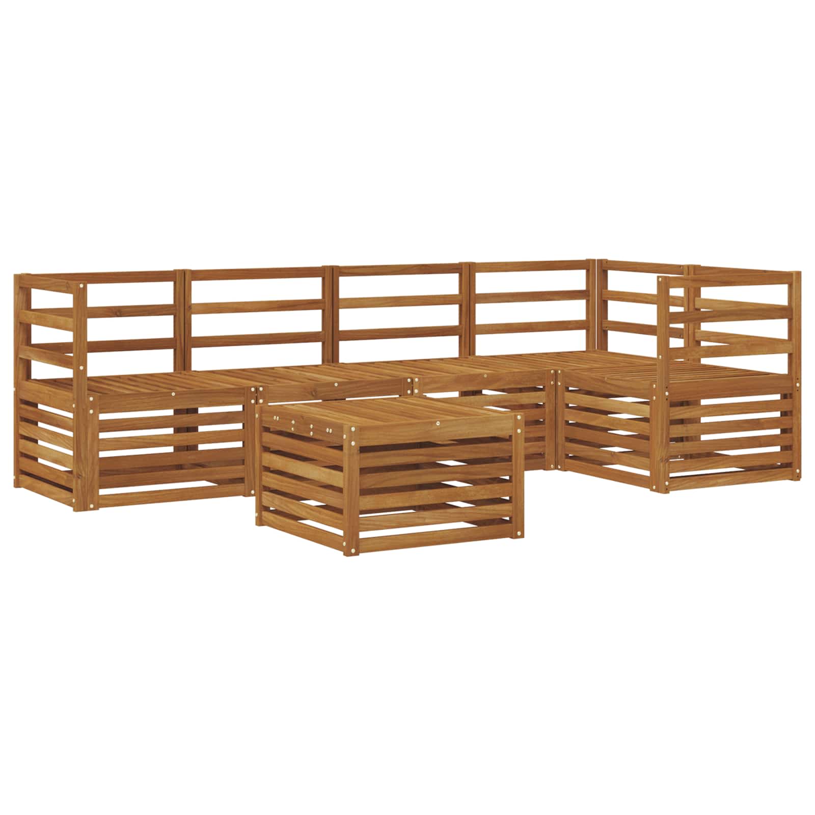 Ecksofa Set 6 pcs Natur Massivholz Akazie