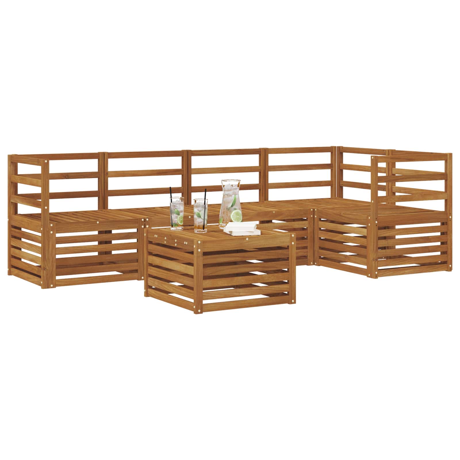 Ecksofa Set 6 pcs Natur Massivholz Akazie