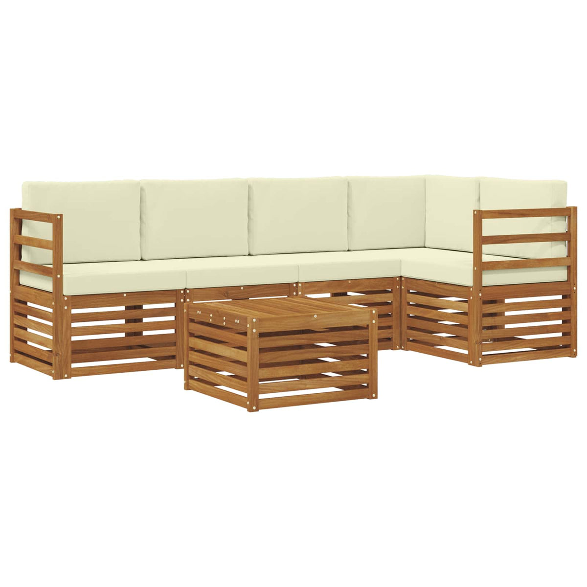 Outdoor-Sofagarnitur 6 stk. Natur und Creme Polyester