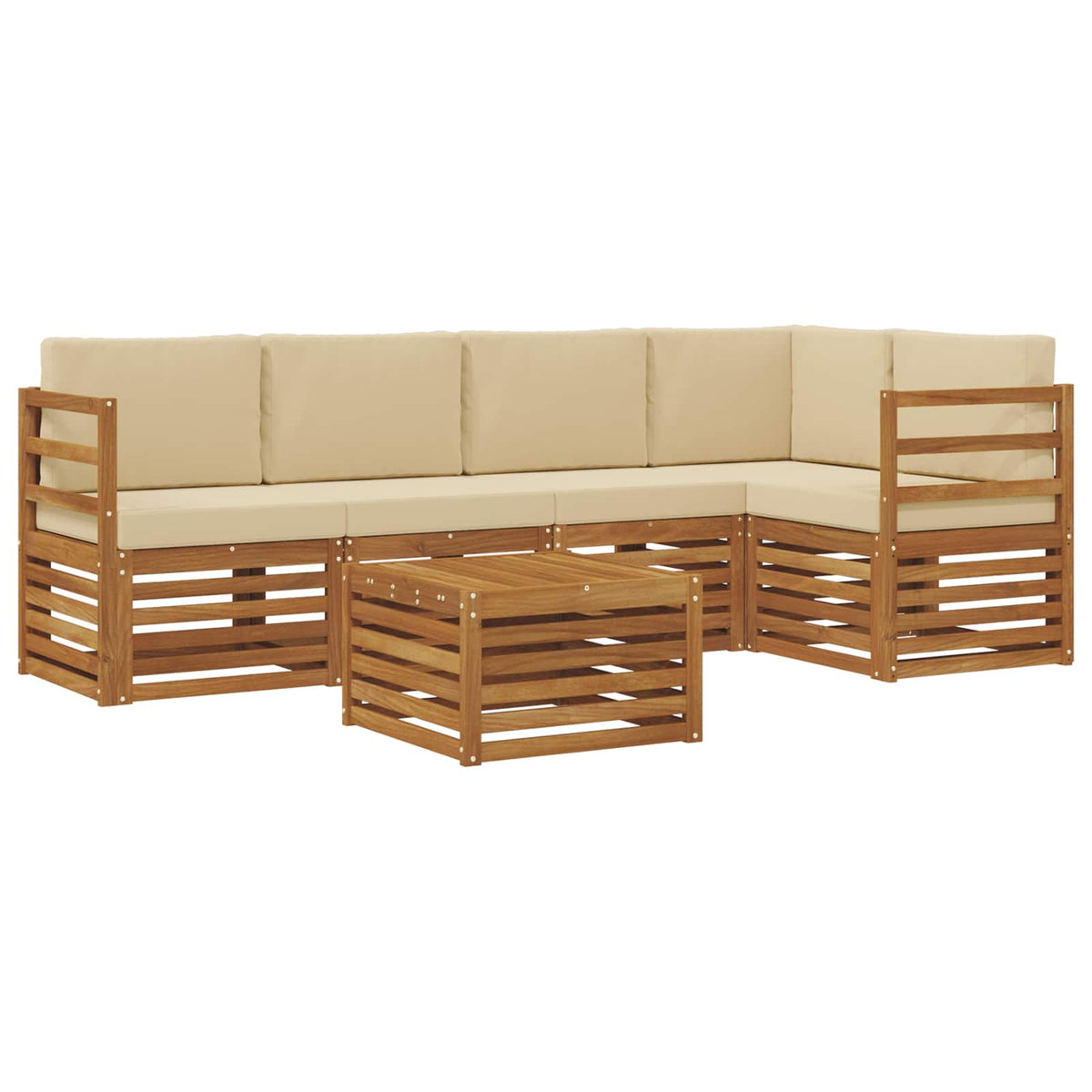 Outdoor-Sofagarnitur 6 stk. Natur und Beige Polyester