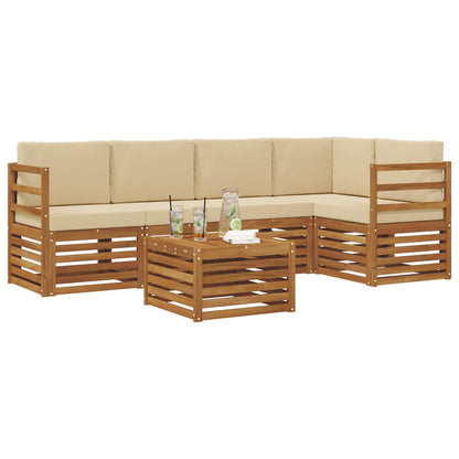 Outdoor-Sofagarnitur 6 stk. Natur und Beige Polyester