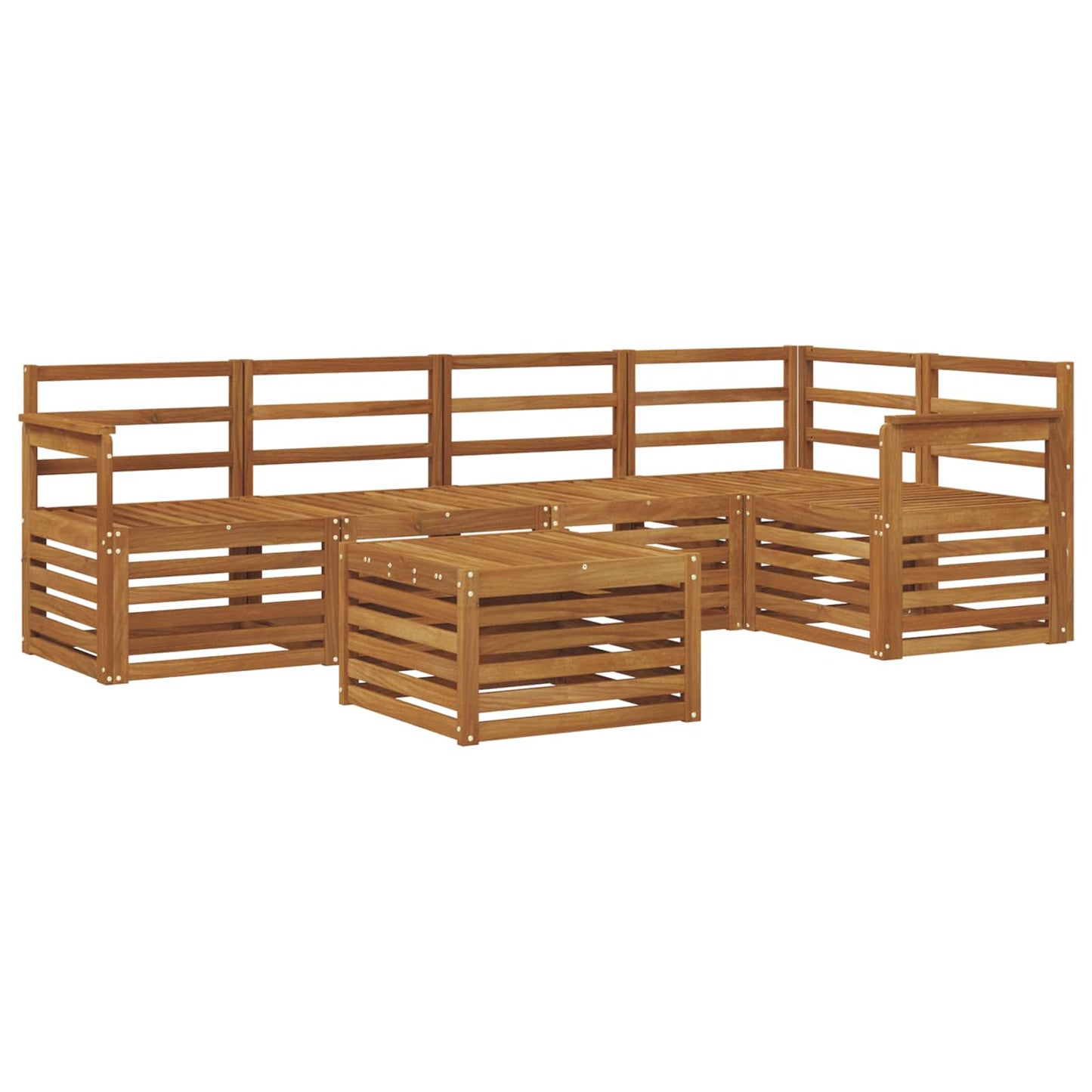 Ecksofa Set 6 pcs Natur Massivholz Akazie