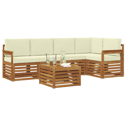 Outdoor-Sofagarnitur 6 stk. Natur und Creme Polyester